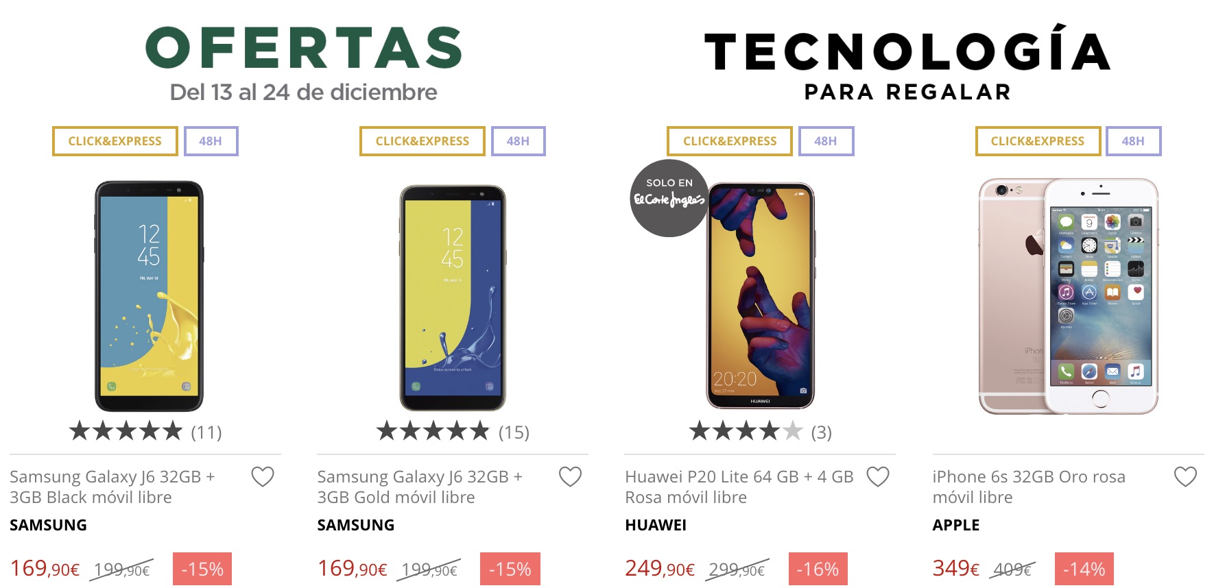 Ofertas en móviles en El Corte Inglés