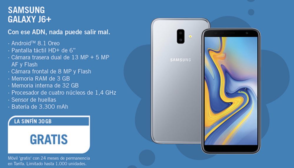 Samsung Galaxy J6 Plus gratis con Yoigo